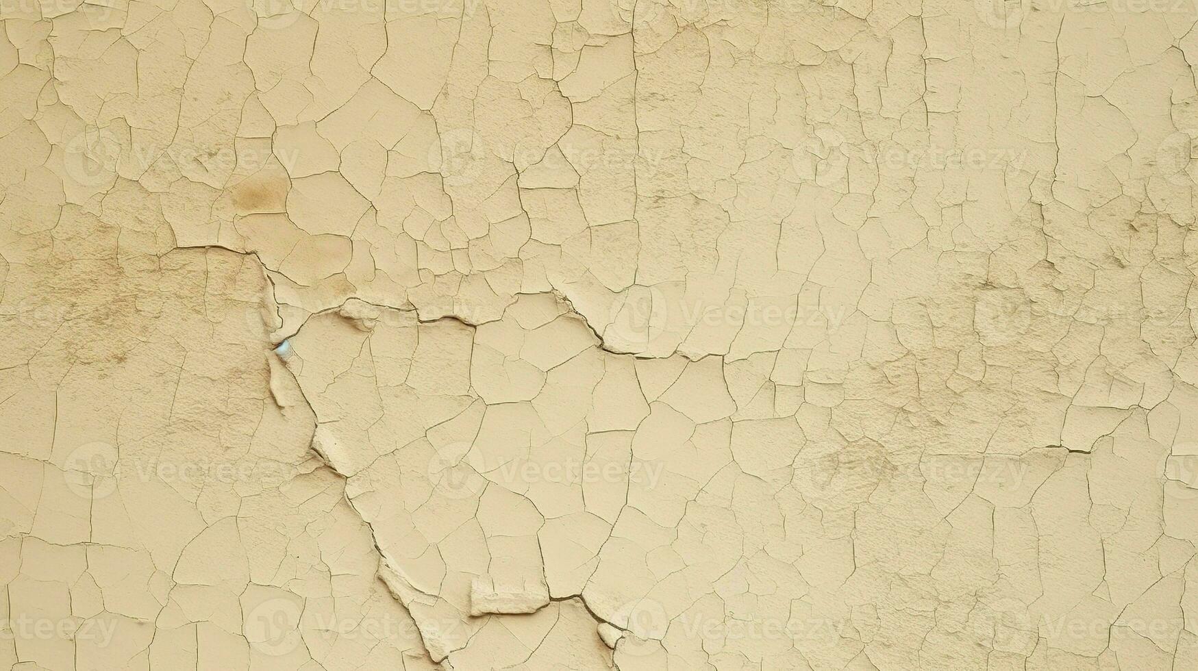 AI generated Cracked Mud Plaster Wall Closeup Textured Background Abstract Wall photo