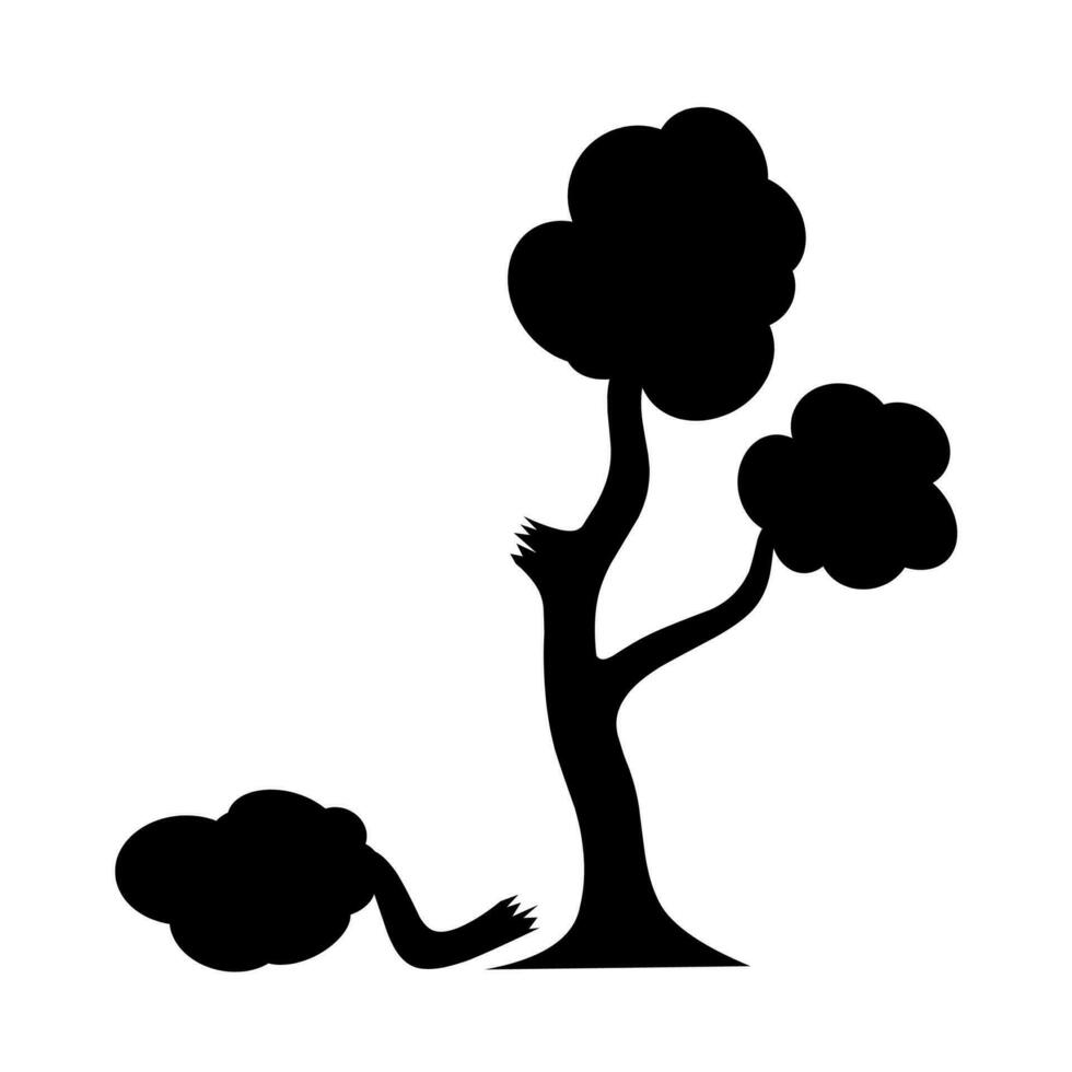 Silhouette of a broken tree branch on a white background. Illustration of the condition of a tree after a natural disaster. vector
