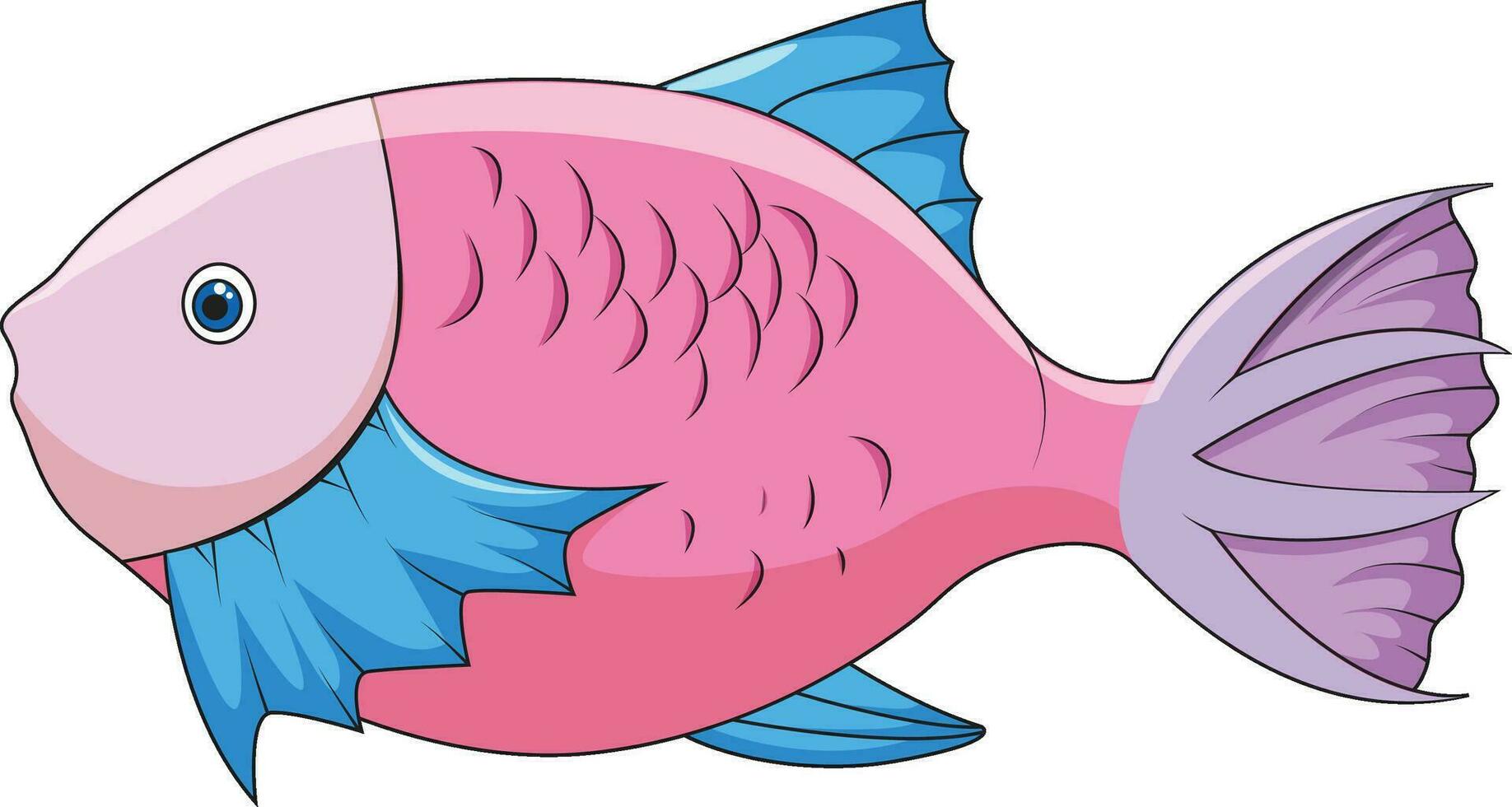 Beautiful fish with gills isolated vector illustration