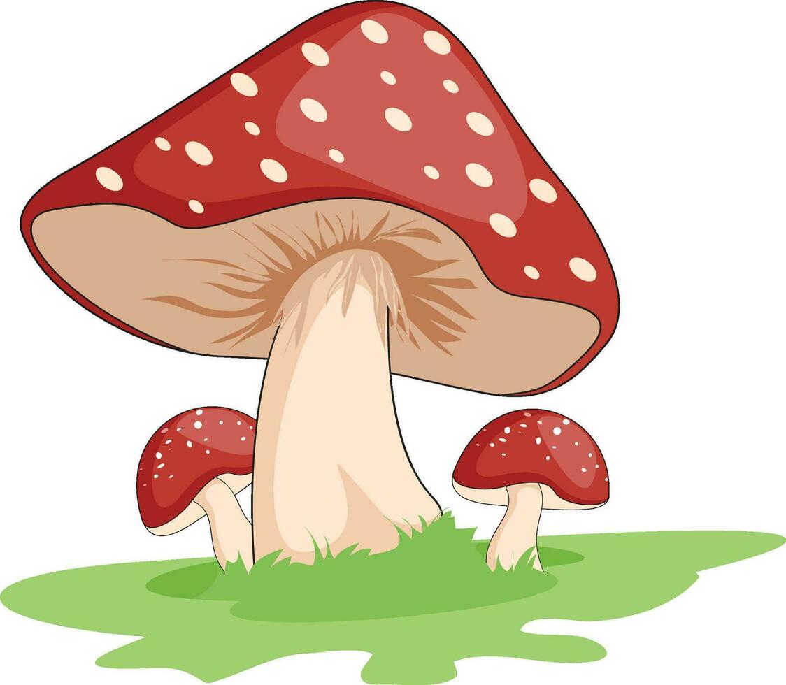 Brown mushroom on grass vector