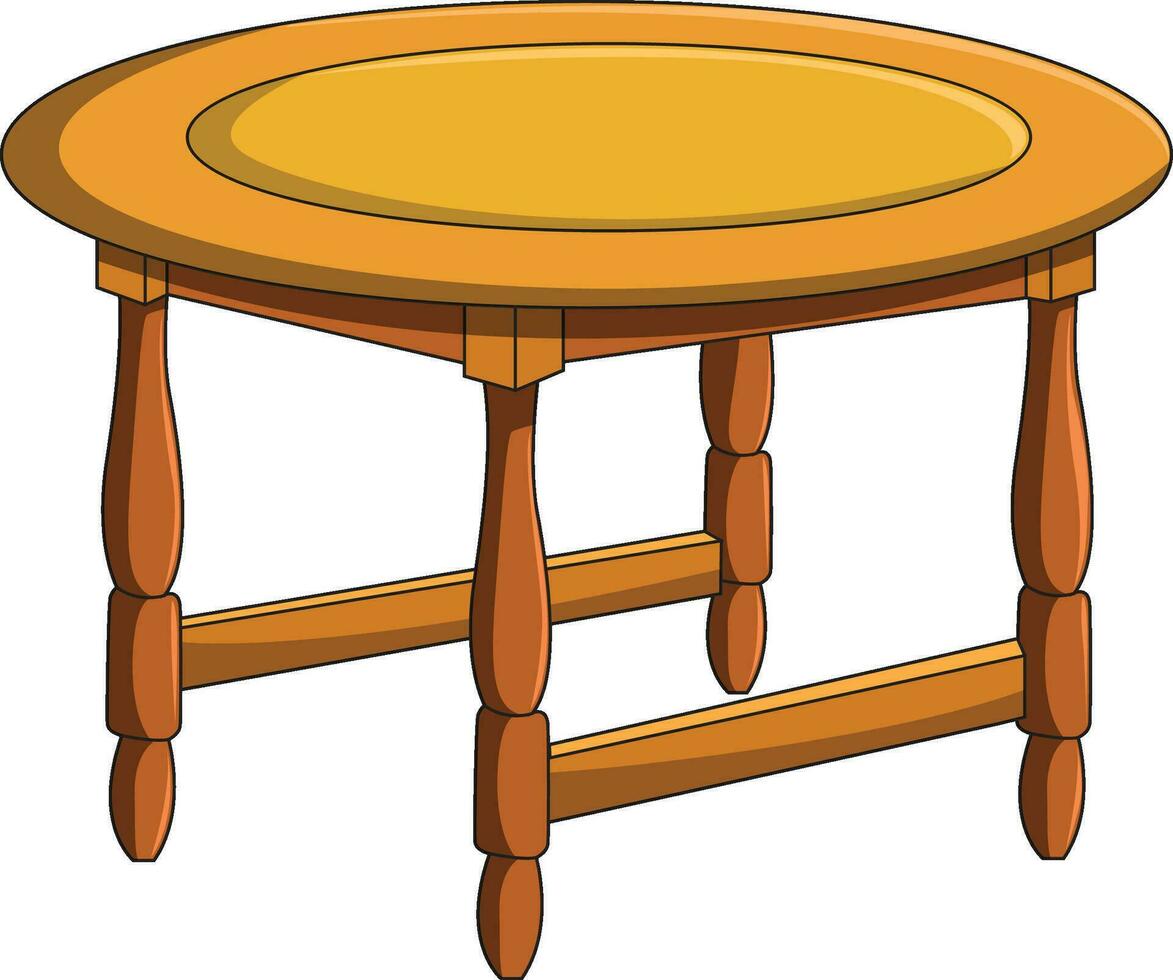 A round wooden table isolated vector illustration
