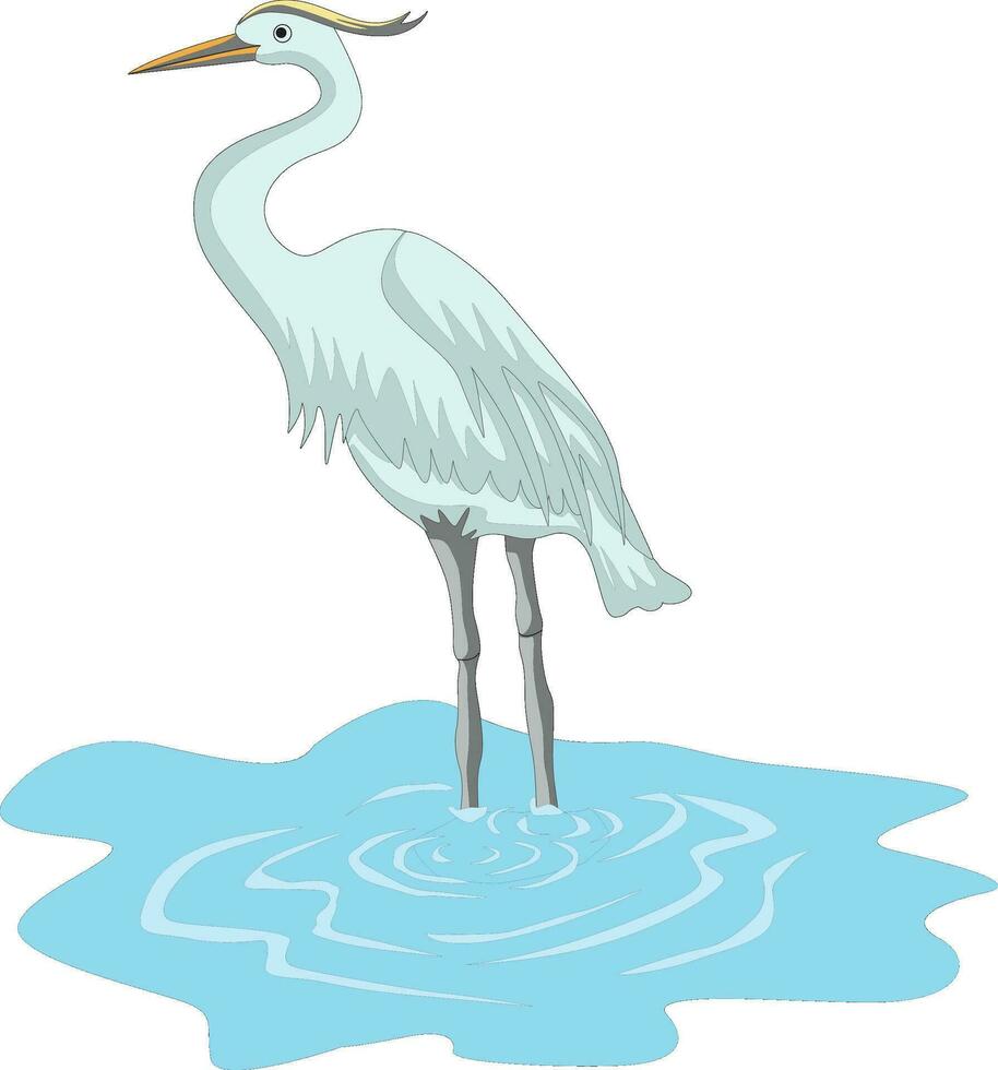 A great blue heron standing still in water vector