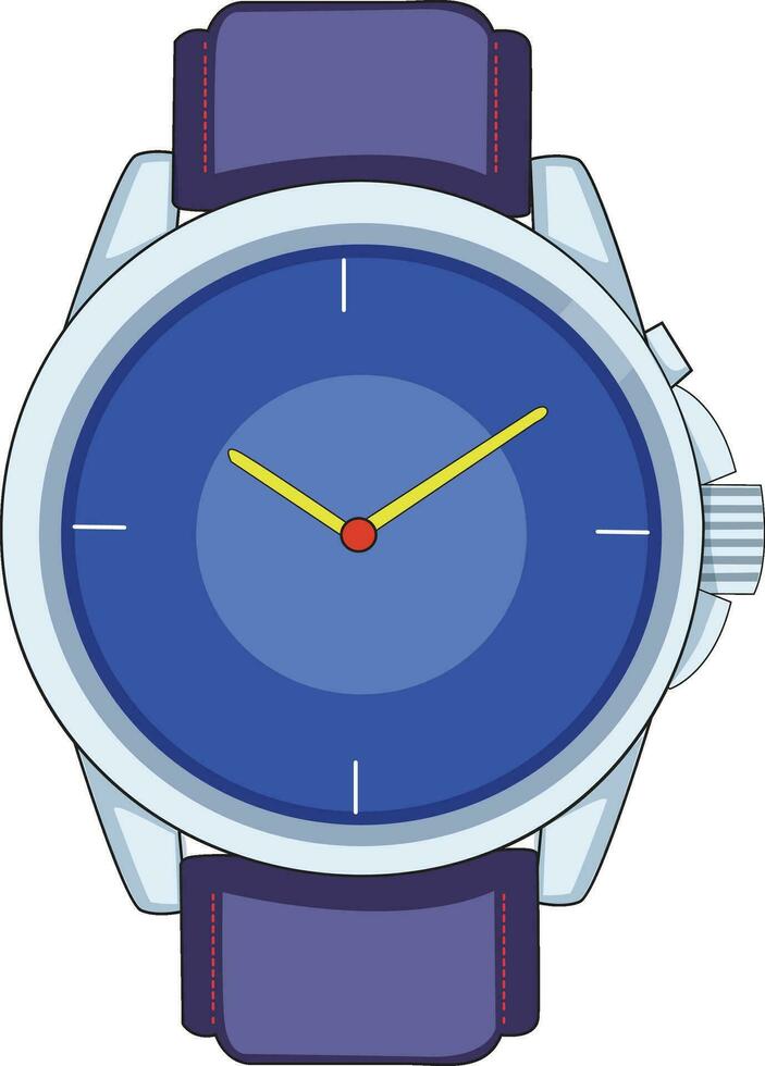 Blue wrist watch isolated vector illustration