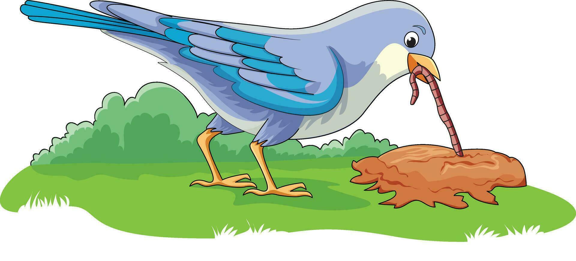 Bird swallowing insects vector illustration
