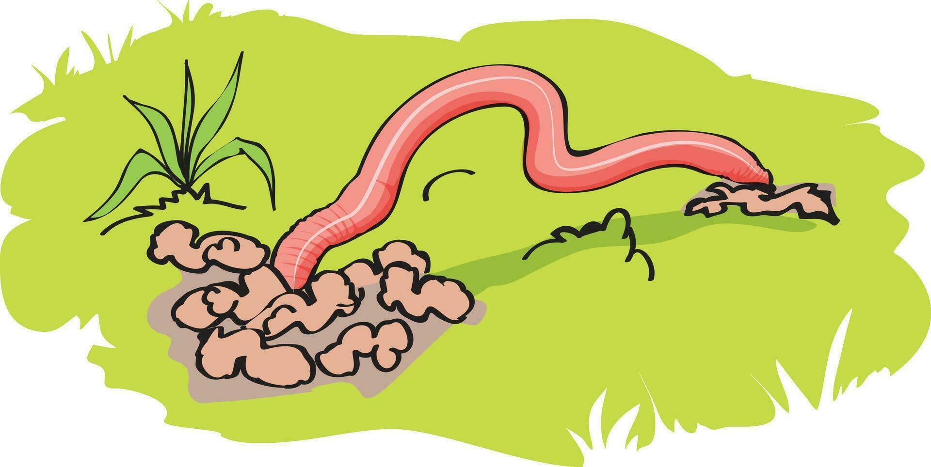 A earthworm slithering from one hole to another vector