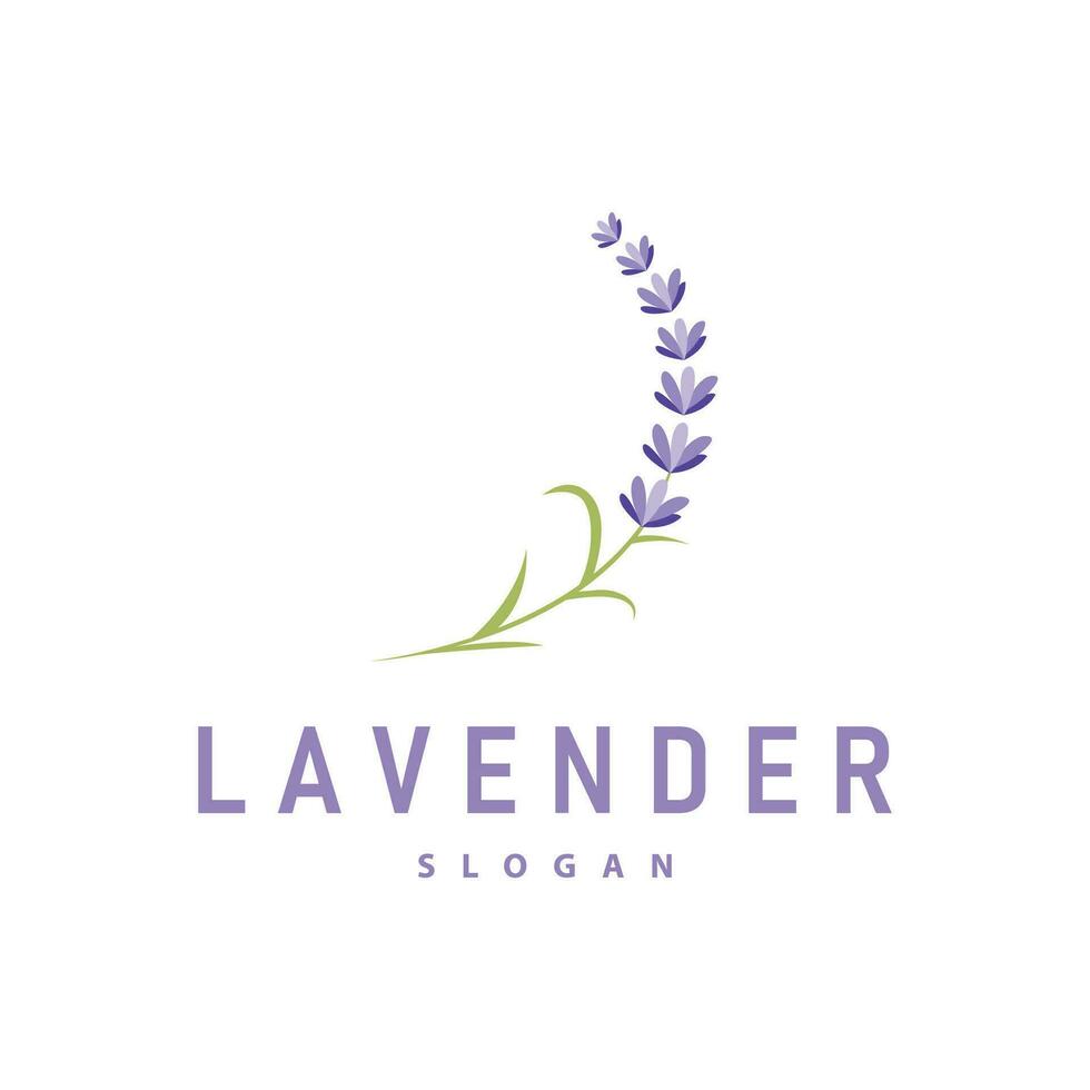 Lavender Logo Elegant Purple Flower Plant Illustration Floral Ornament Design vector