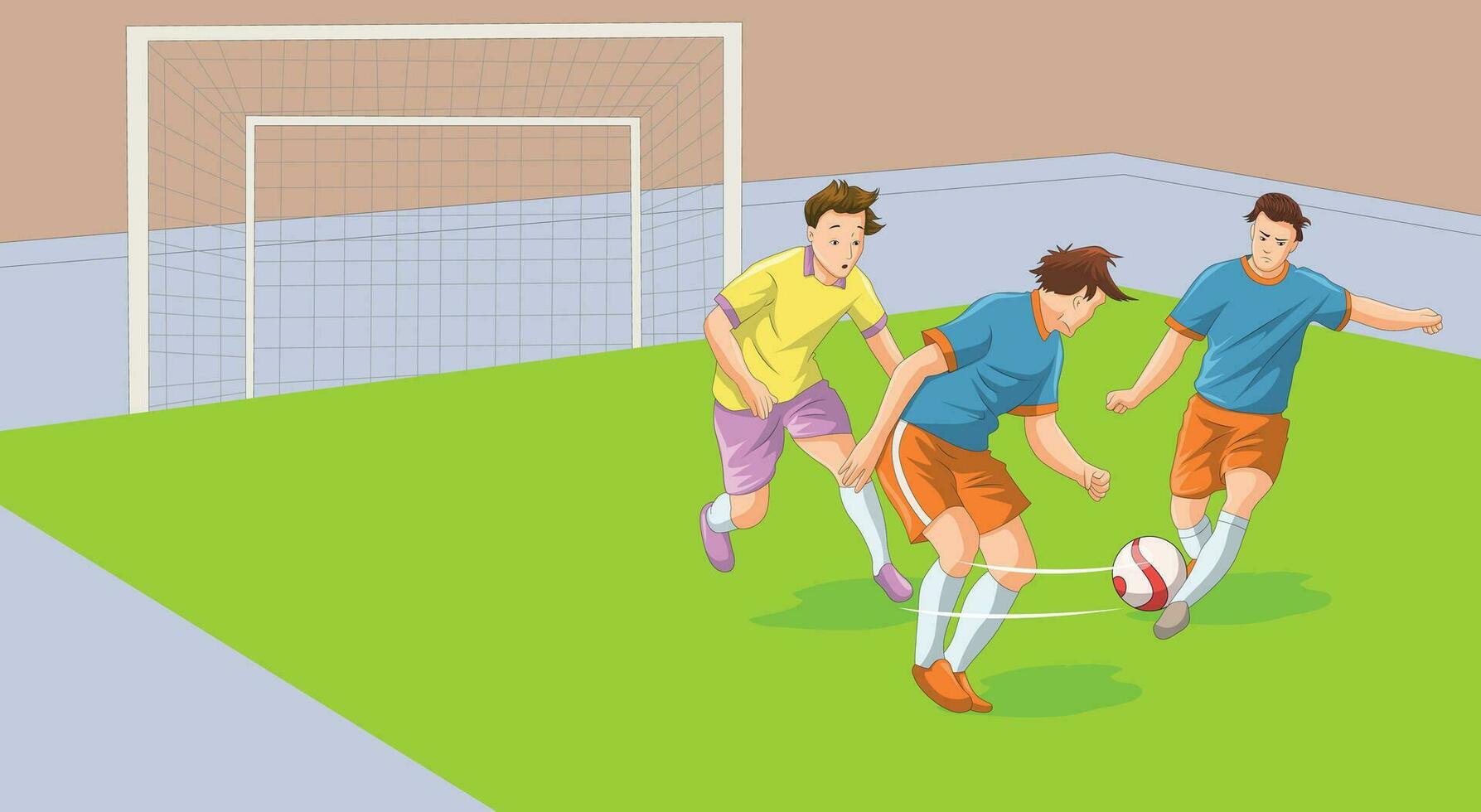 Football players playing football in the field vector