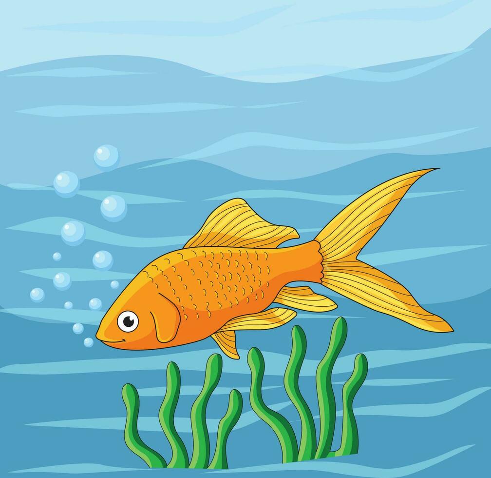 Cute fish swimming in water vector