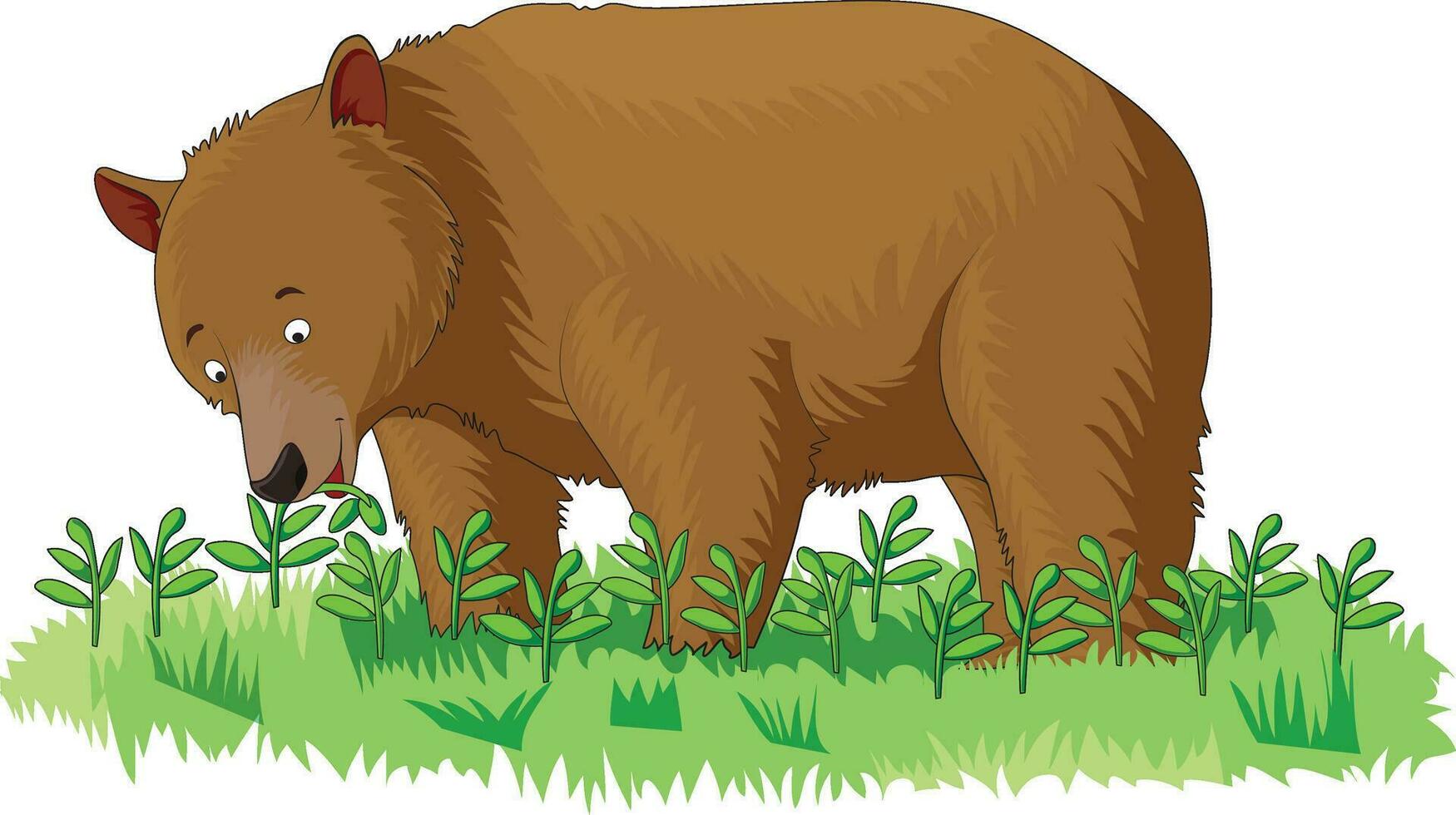 A cute beer eating grass vector
