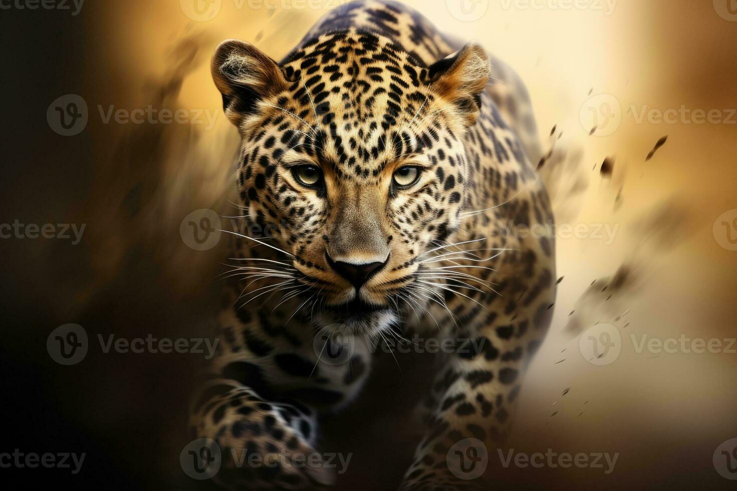 AI generated Close up of a roaring leopard isolated of transparent background. generative ai photo