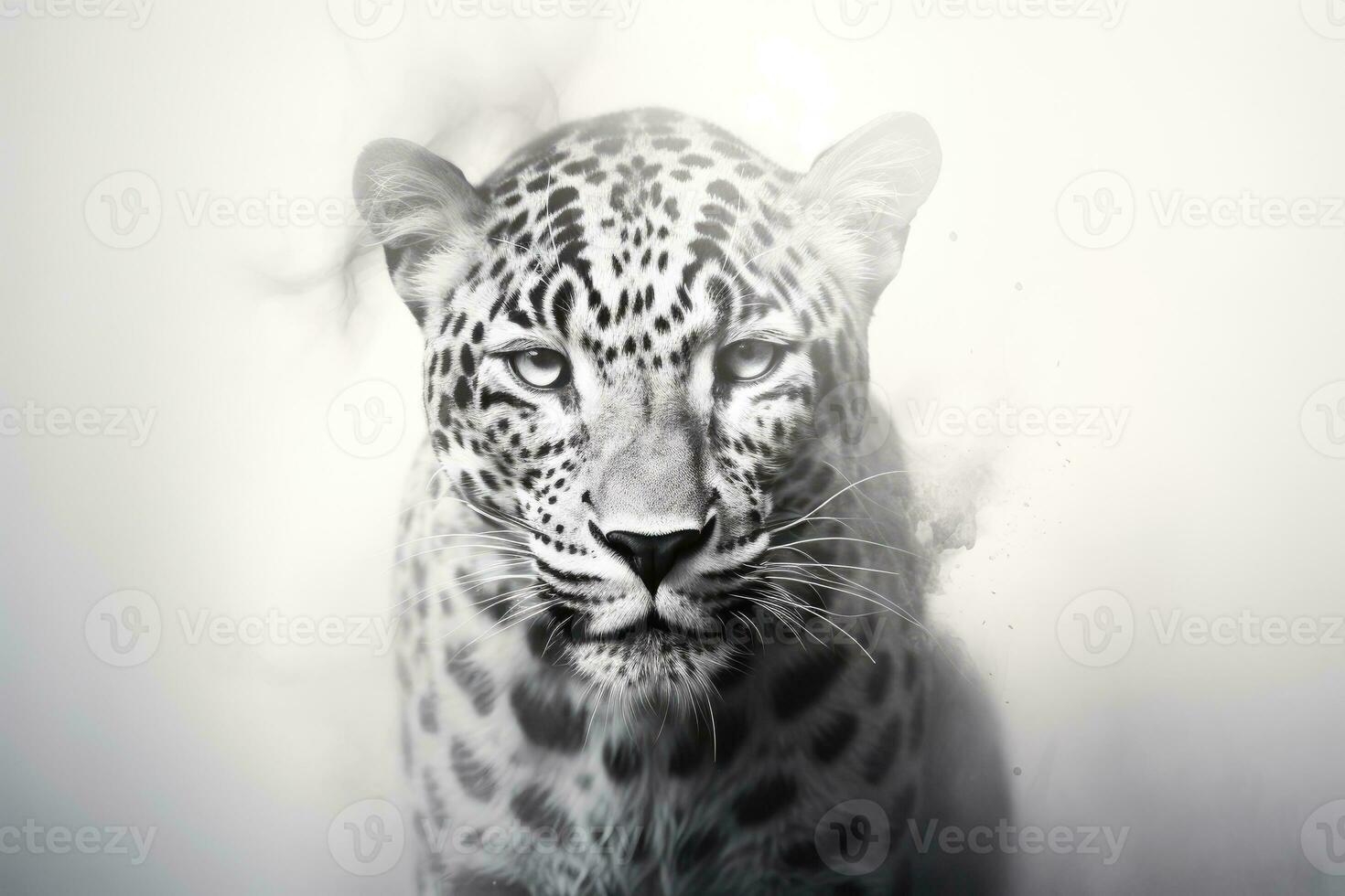 AI generated Close up of a roaring leopard isolated of transparent background. generative ai photo