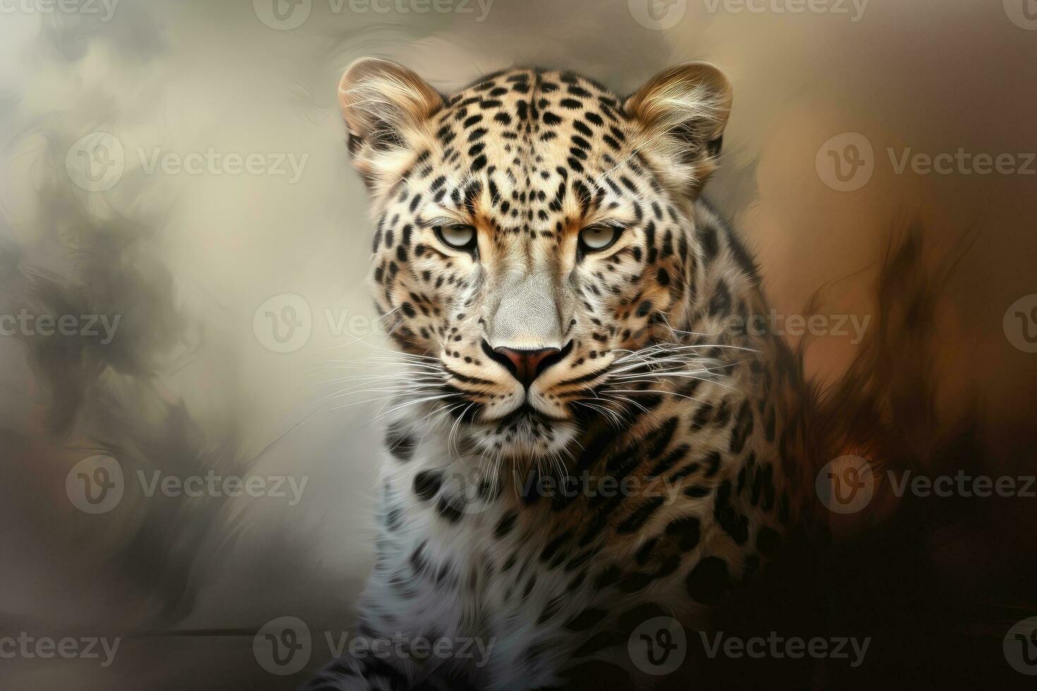 AI generated Close up of a roaring leopard isolated of transparent background. generative ai photo