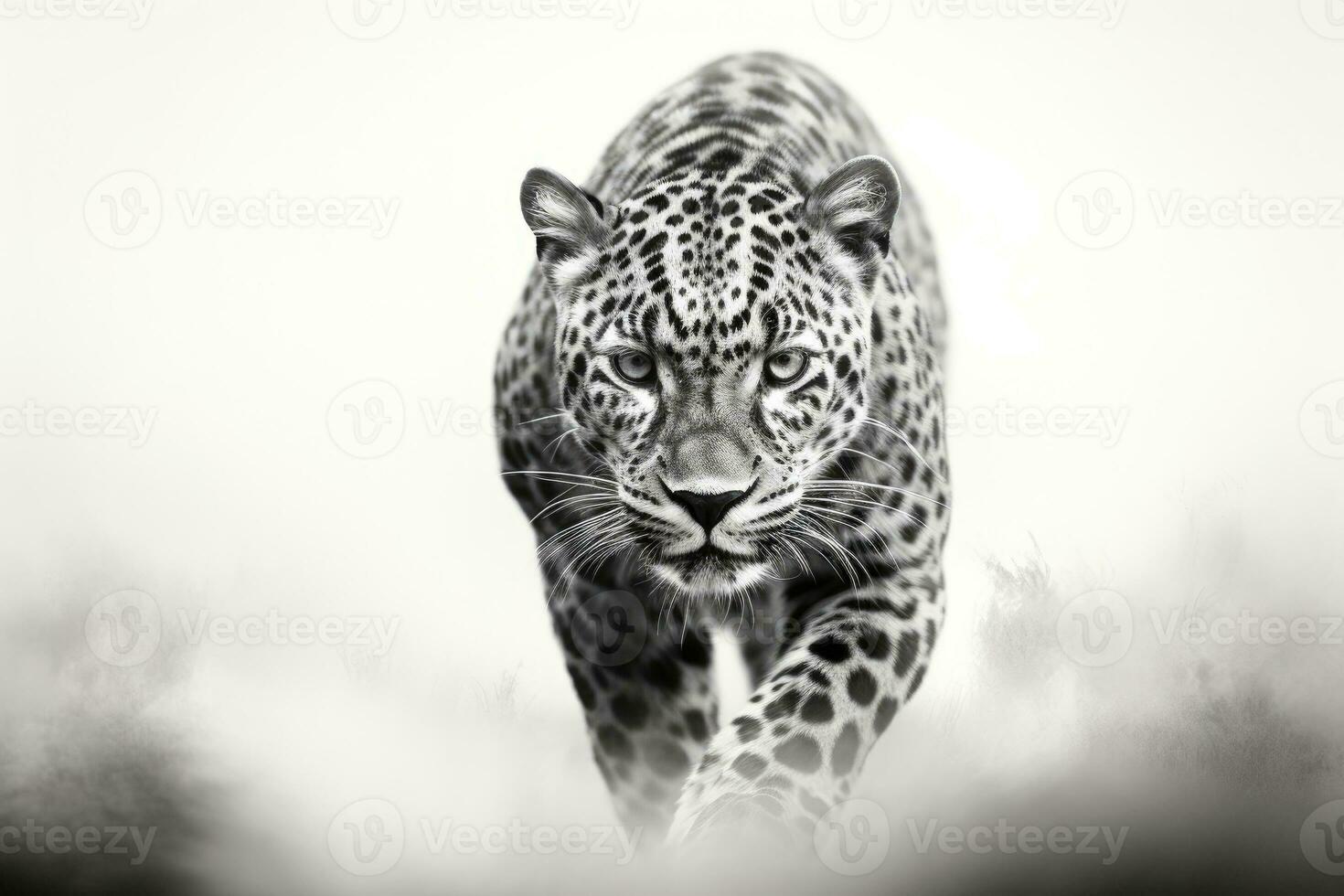 AI generated Close up of a roaring leopard isolated of transparent background. generative ai photo
