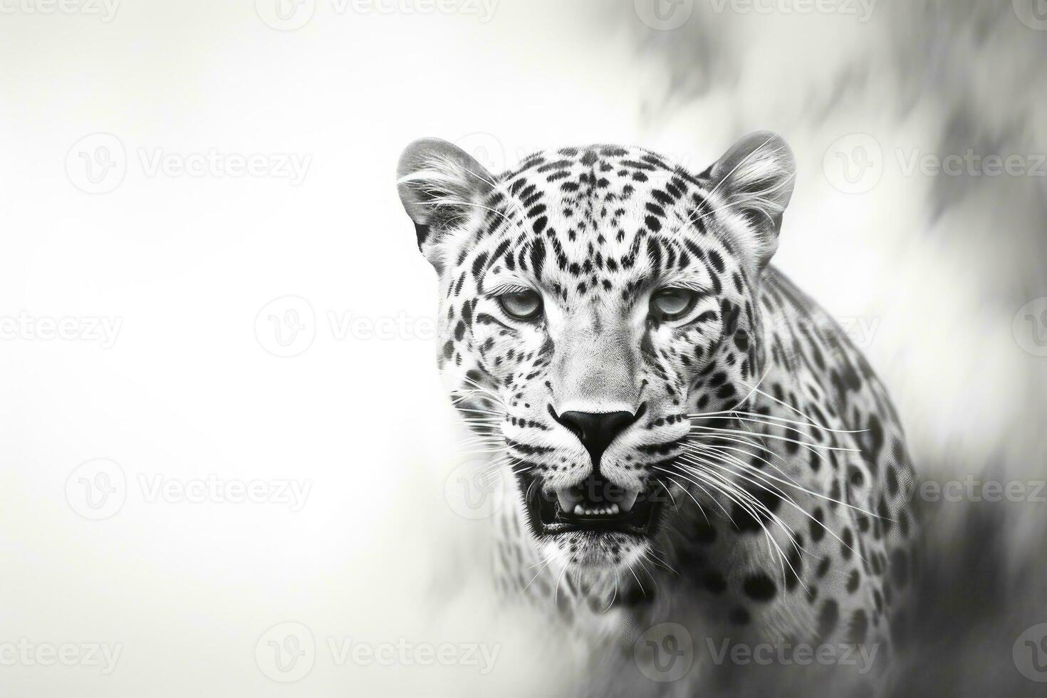 AI generated Close up of a roaring leopard isolated of transparent background. generative ai photo