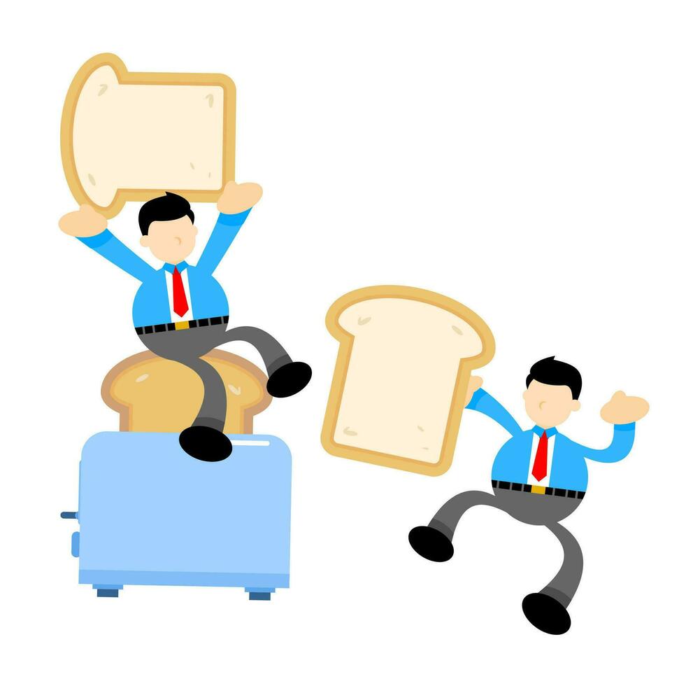 businessman worker and bread toast maker cartoon doodle flat design style vector illustration