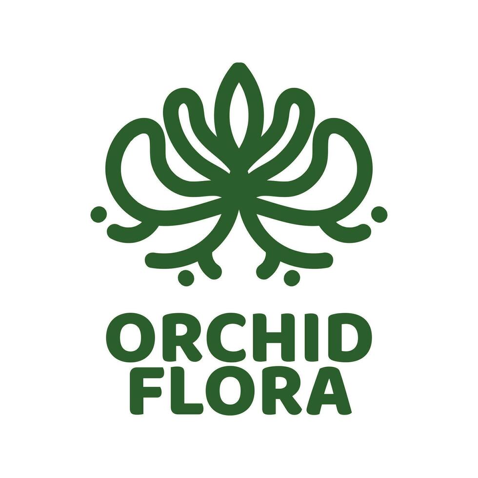 orquídea flora verde naturaleza logo concepto diseño ilustración vector