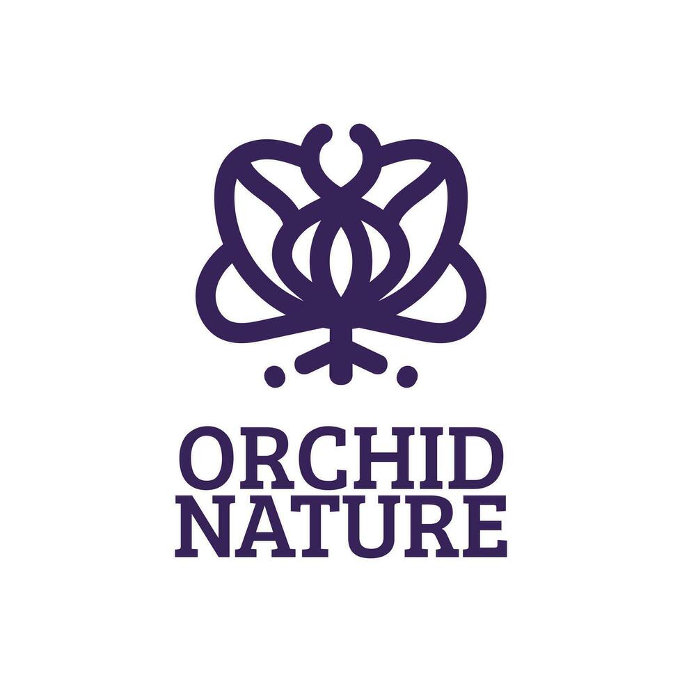 orquídea naturaleza logo concepto diseño ilustración vector