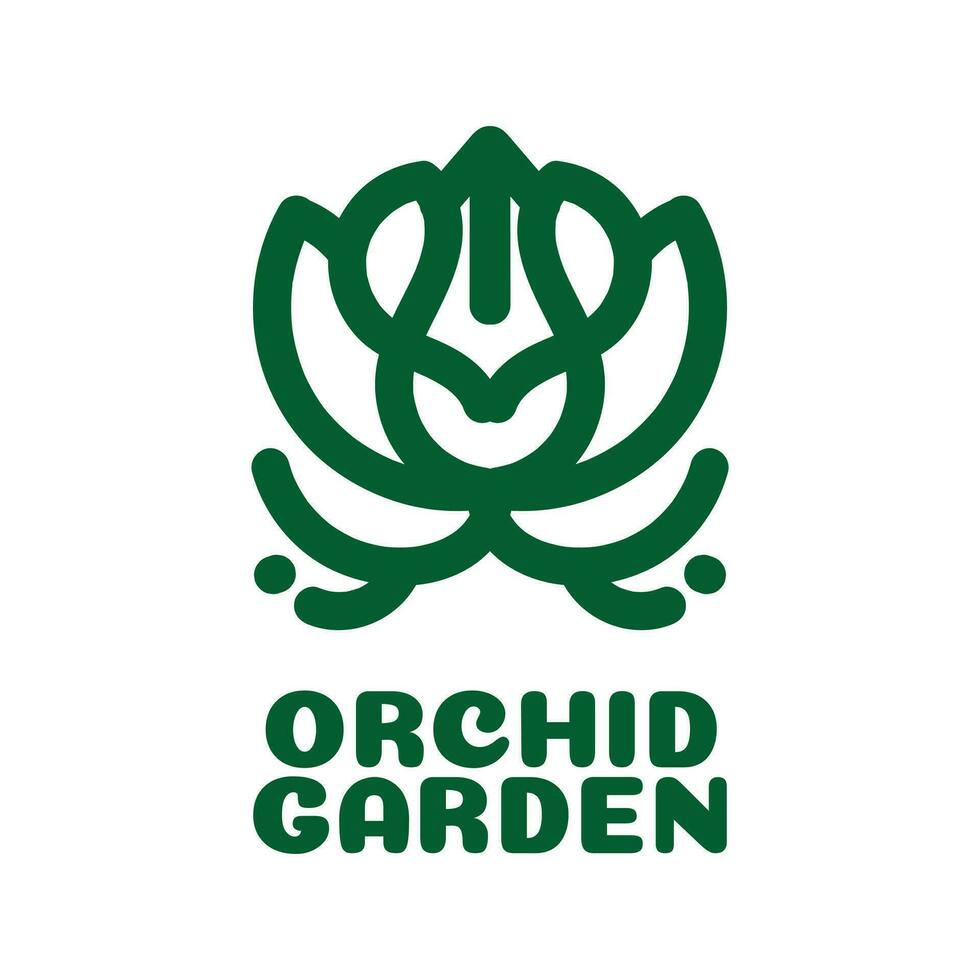 orquídea jardín verde naturaleza logo concepto diseño ilustración vector