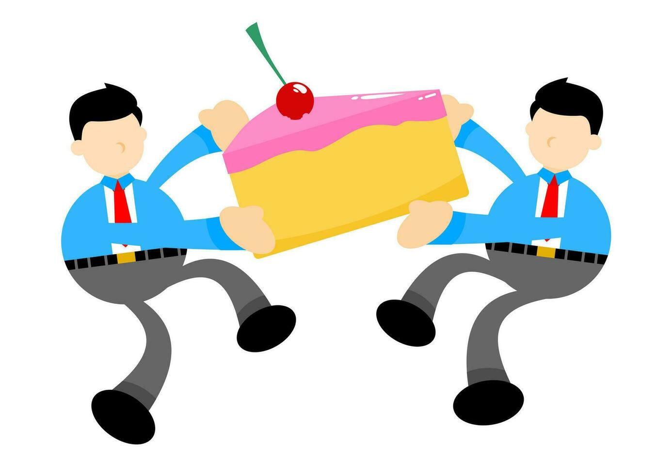 businessman worker and sweet cherry cake cartoon doodle flat design style vector illustration