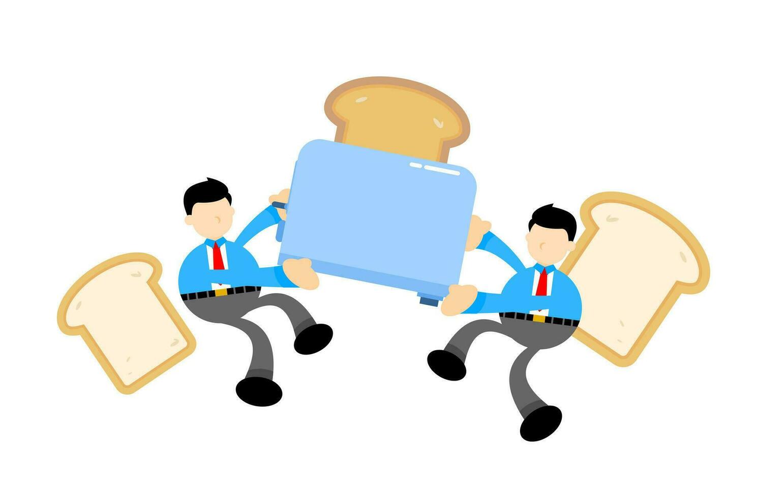 businessman worker and bread toast maker cartoon doodle flat design style vector illustration