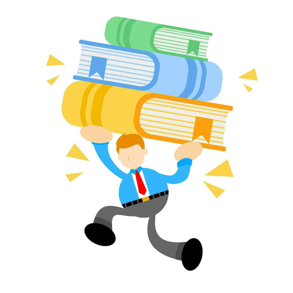 businessman worker and book education cartoon doodle flat design style vector illustration