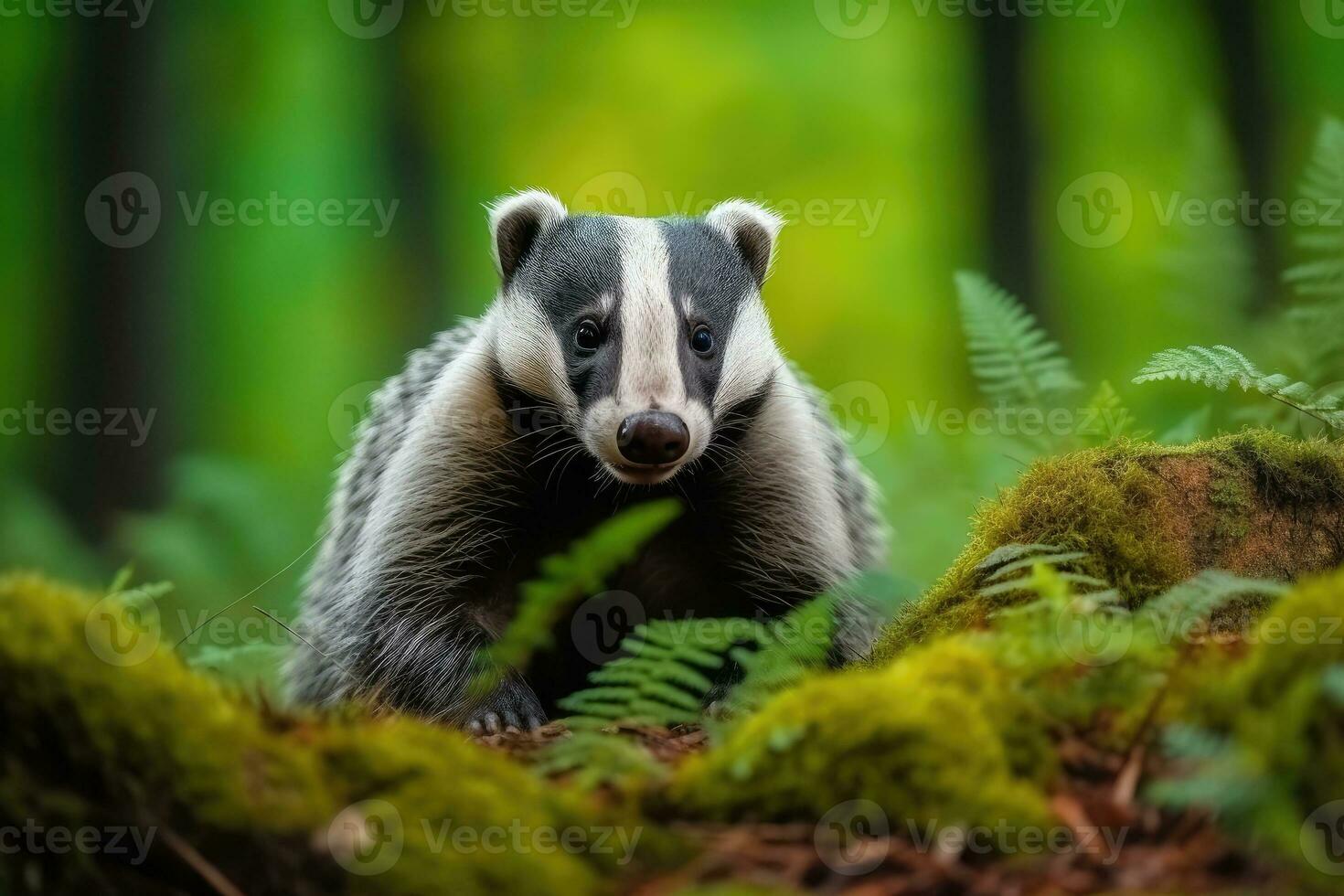 ai generado hermosa tejones en al aire libre salvaje bosque naturaleza antecedentes. .. generado con ai. foto