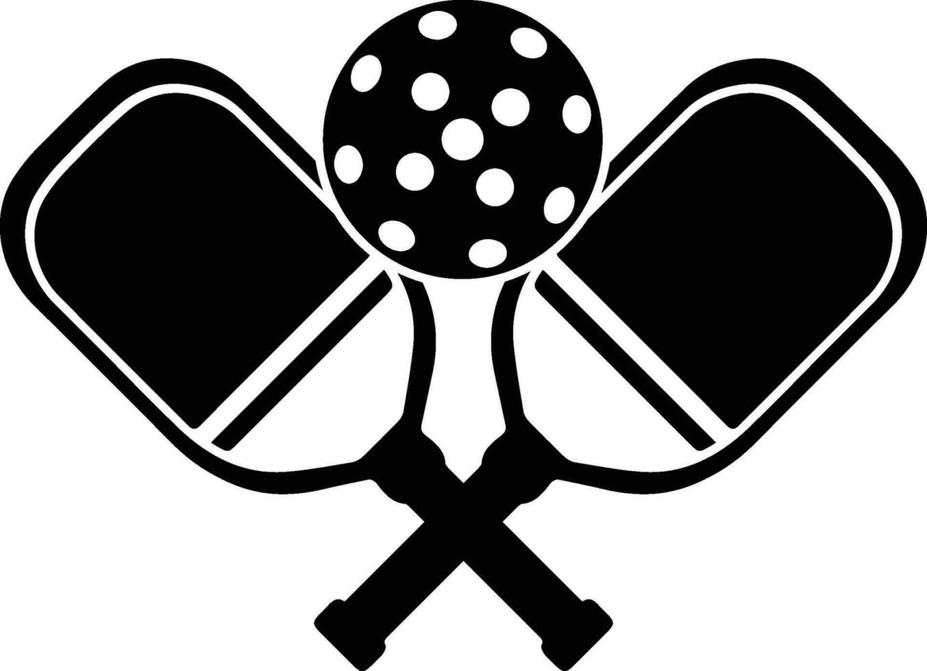Pickleball Ball and Bat Black Editable Vector. You can use it for free. vector