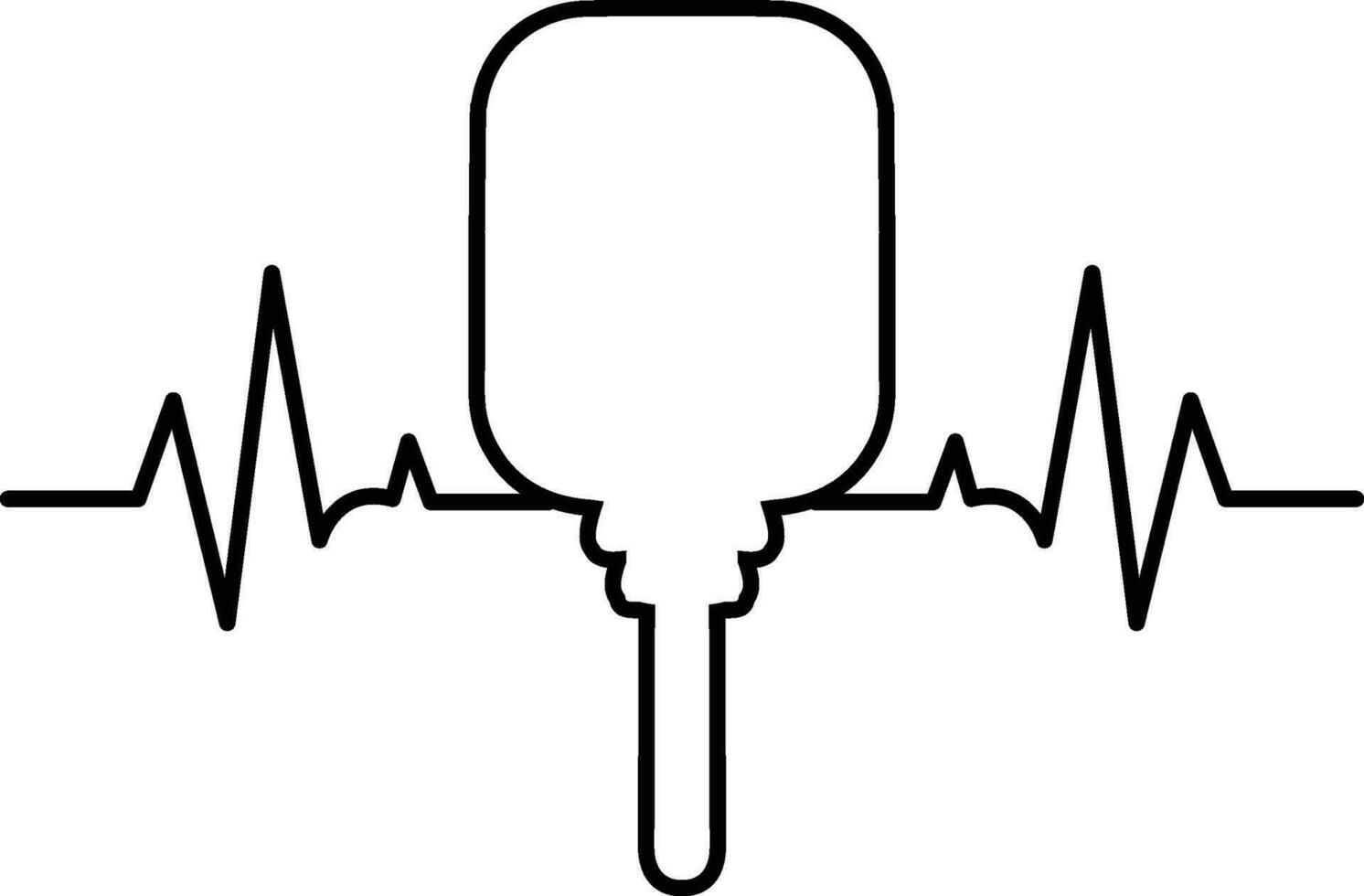 Pickleball and heartbeat sign black vector. You can use it for free. vector