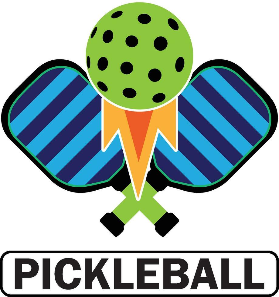 Colorful pickleball bat and ball vector. You can change its color and text. vector