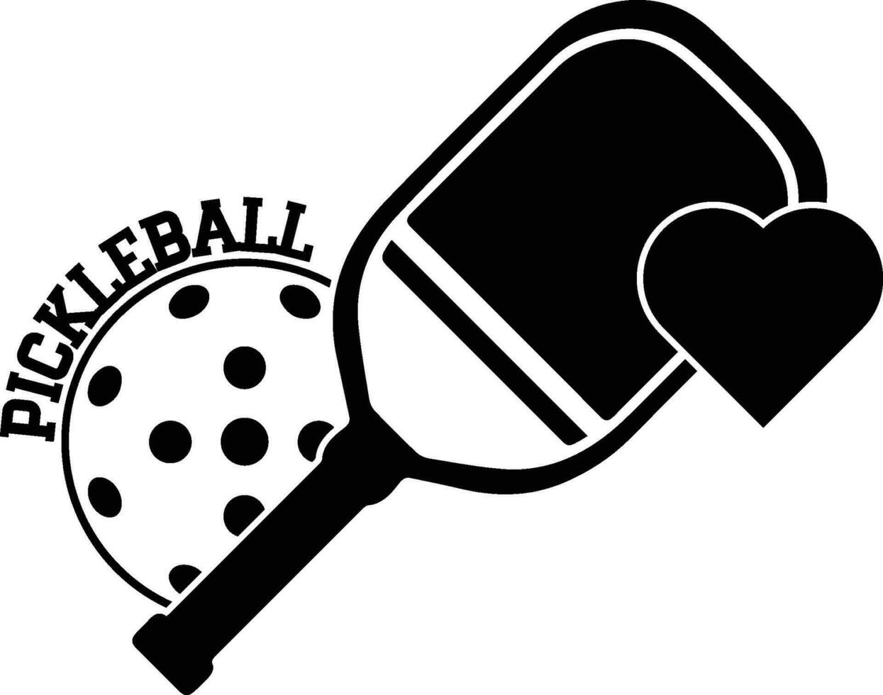 un pickleball vector con un pelota y un corazón firmar cortar afuera. usted lata utilizar eso para logo.