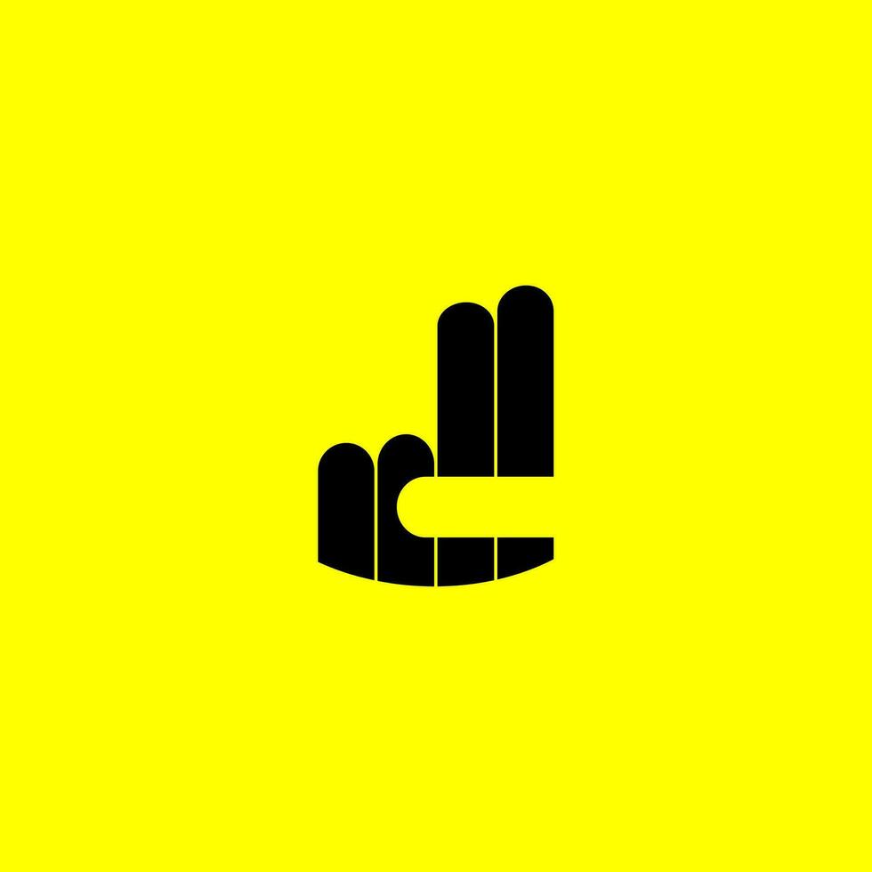 two finger logo icon yellow color background vector