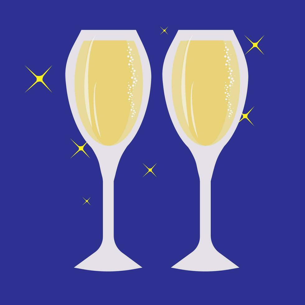 glass of champagne, sparkling wine, new year, holiday, fun, toast, new Year's eve vector