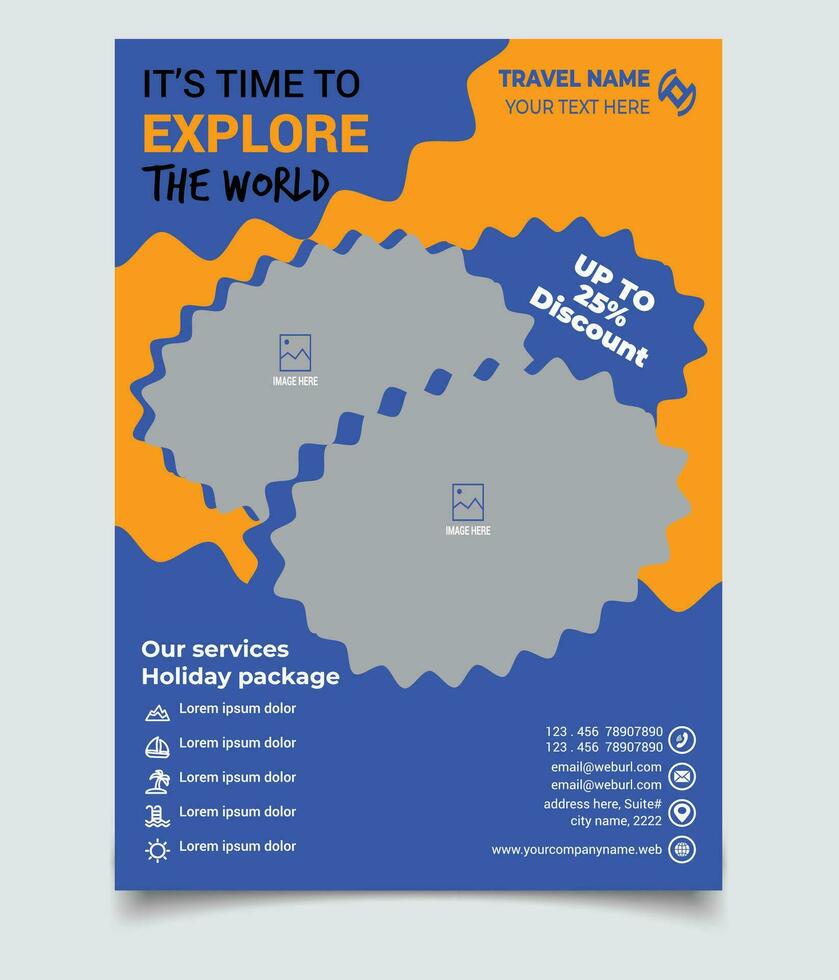 Tourism or Traveling Advertising Services Provide Flyer Template Design vector, Travel Agency Flyer vector