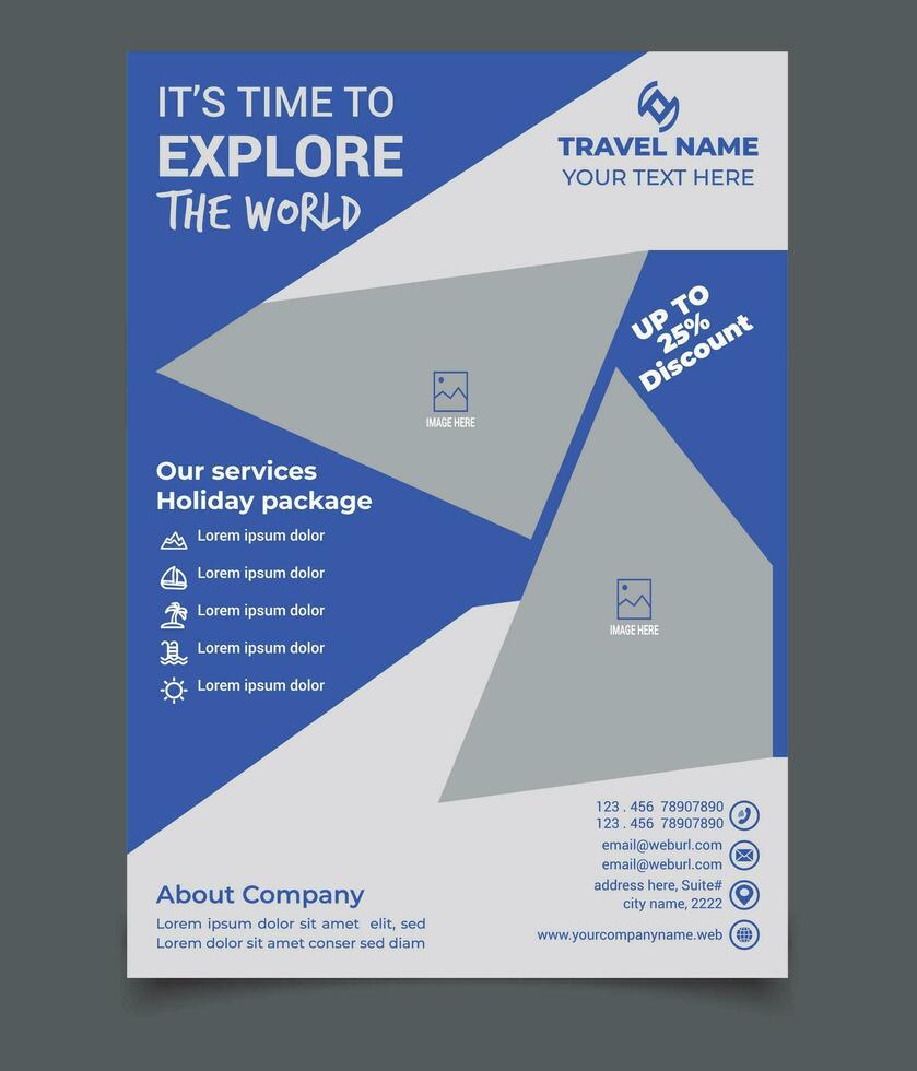 Tourism or Traveling Advertising Services Provide Flyer Template Design vector, Travel Agency Flyer vector