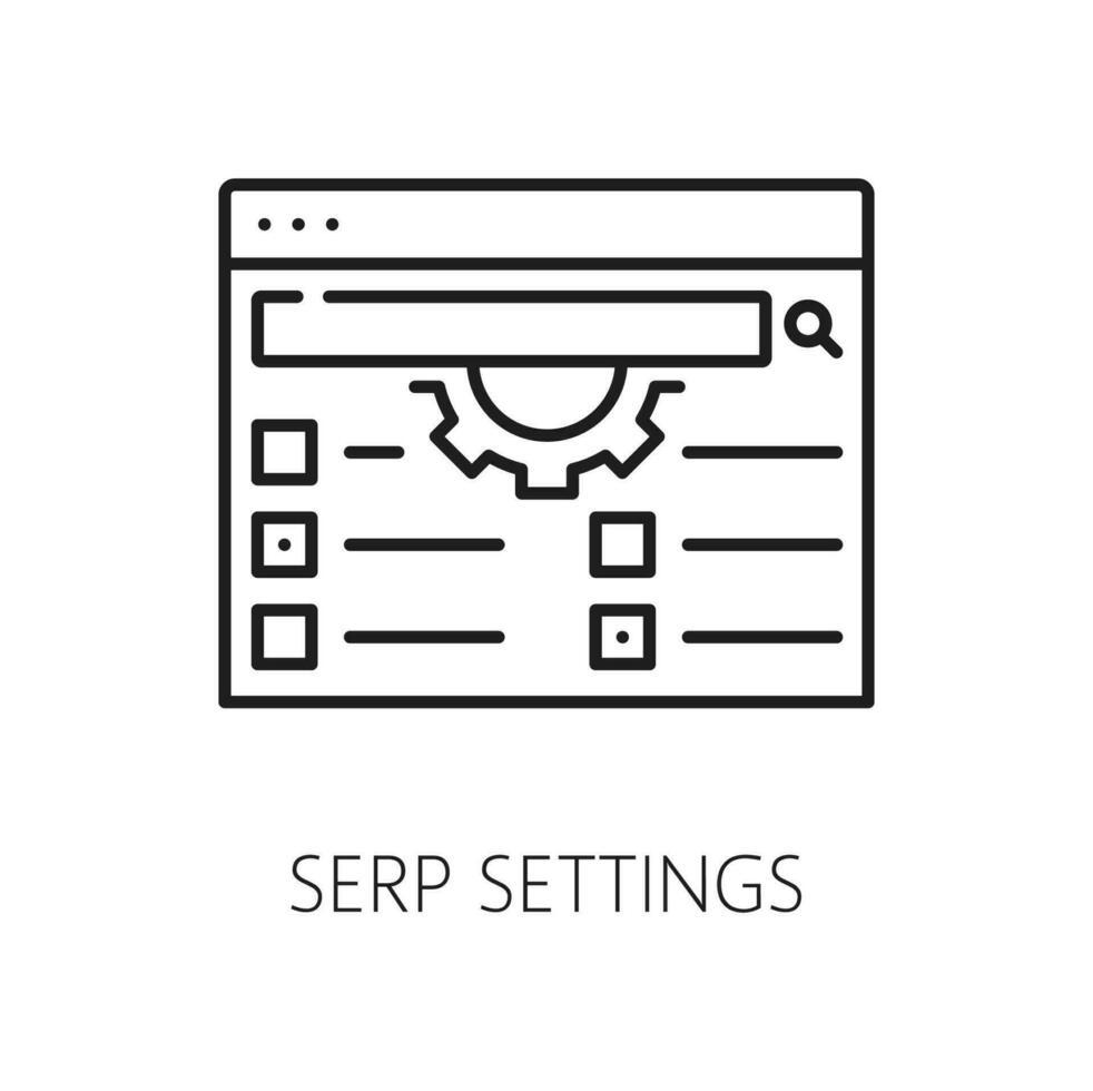 Serp settings. Serp icon search engine result page vector