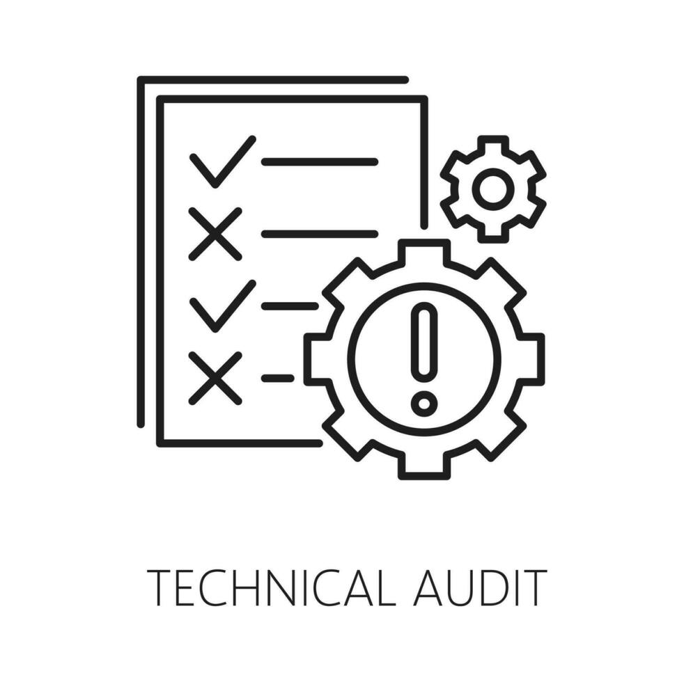 Technical audit. Web audit isolated thin line icon vector