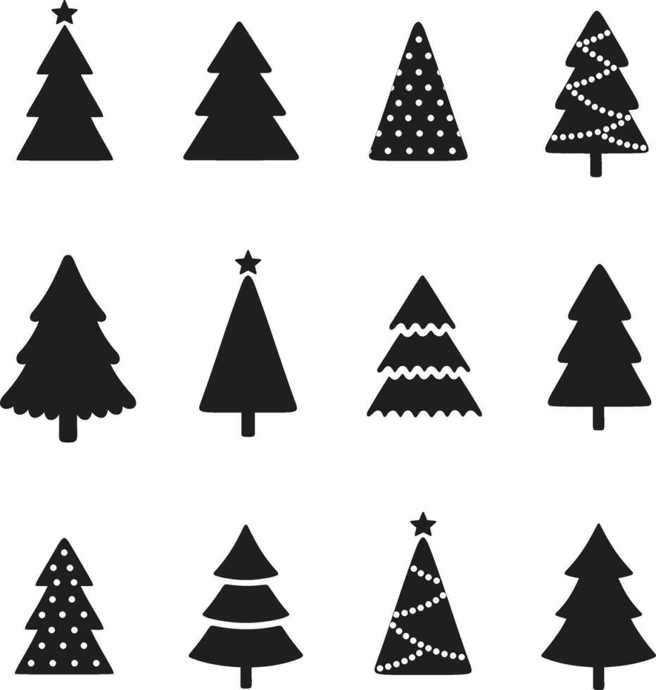 Christmas tree icon. Holiday design elements set. Happy New Year vector illustration.