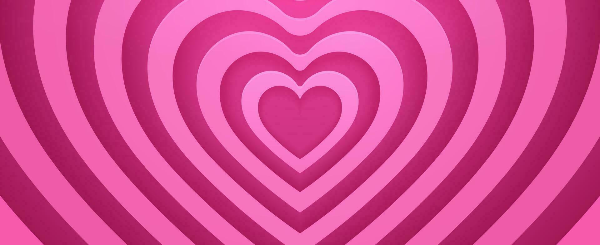 Psychedelic love heart tunnel vector background