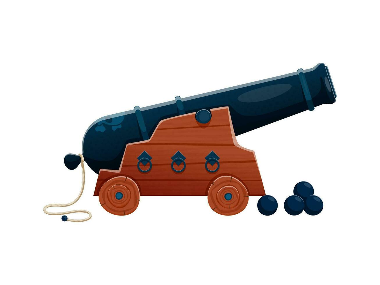 Cartoon cannon, formidable pirate weapon of war vector