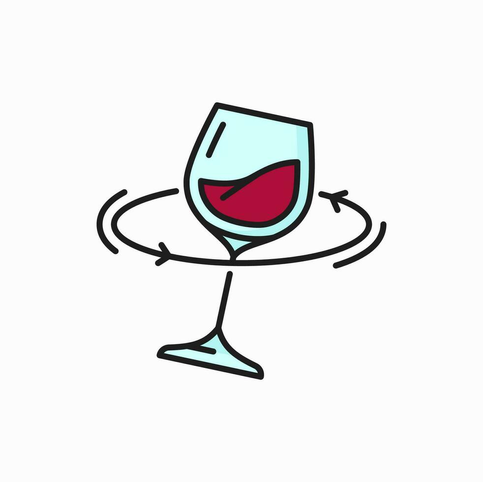 Wine degustation, wine mixing in glass, goblet vector