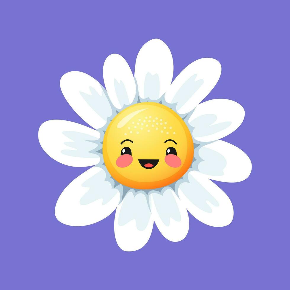 Camomile smile daisy flower playful character vector