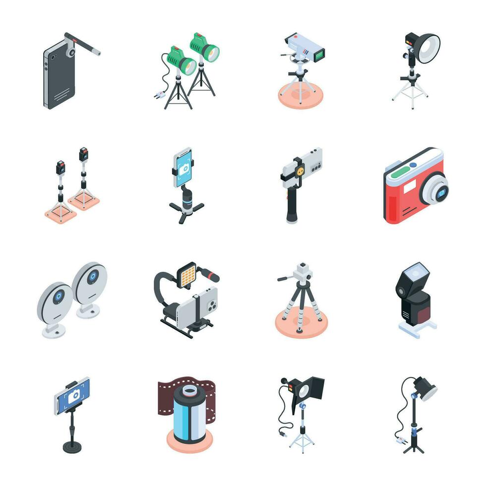Isometric Icons Depicting Studio Essentials vector