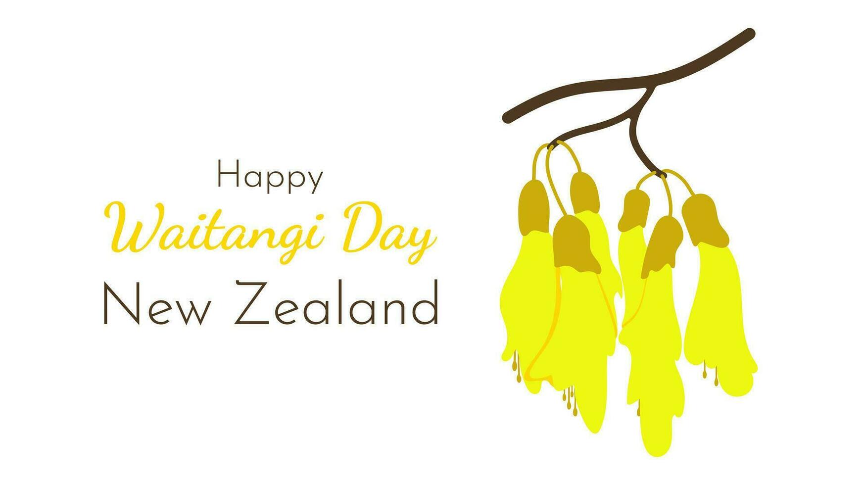 Happy Waitangi Day Kowhai of national New Zealand flower Banner February 6 vector