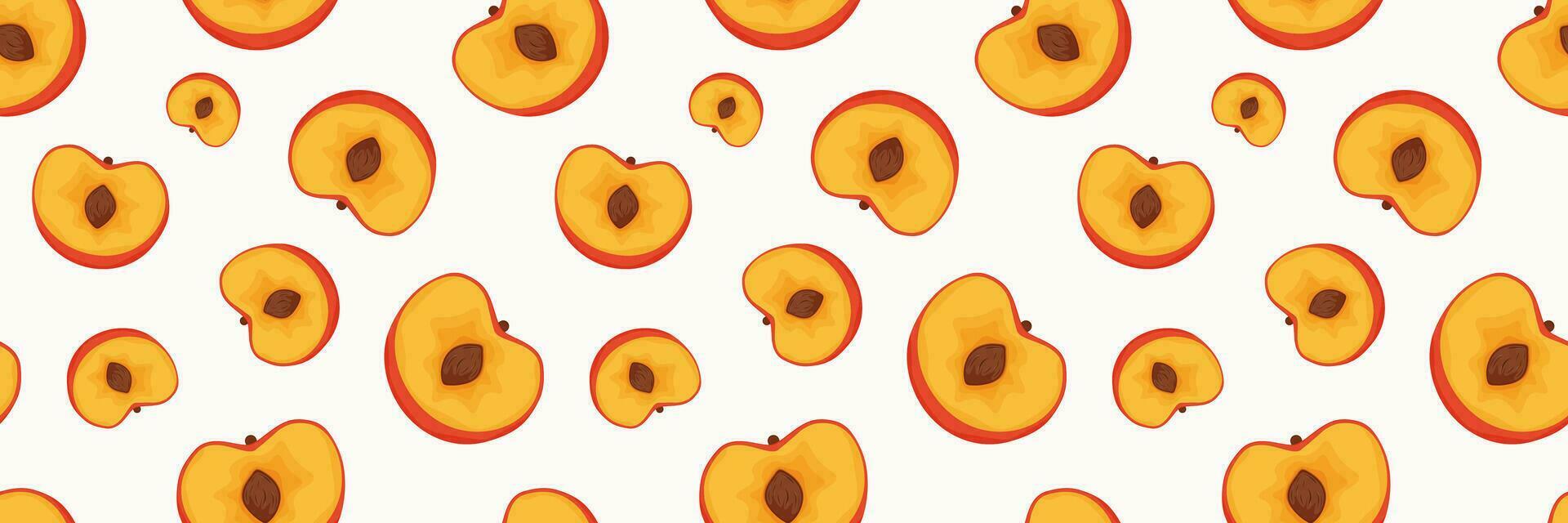 Peach seamless Pattern in cartoon style. vector