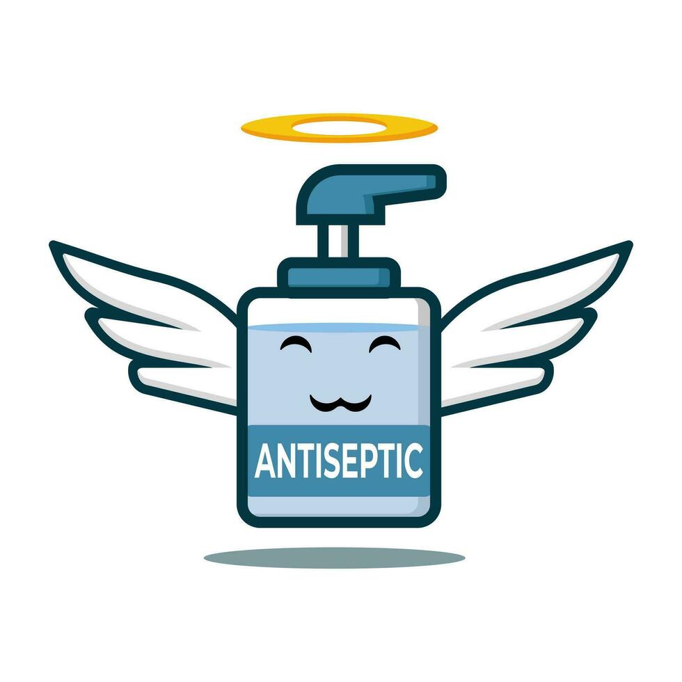 cute antiseptic bottle cartoon character vector