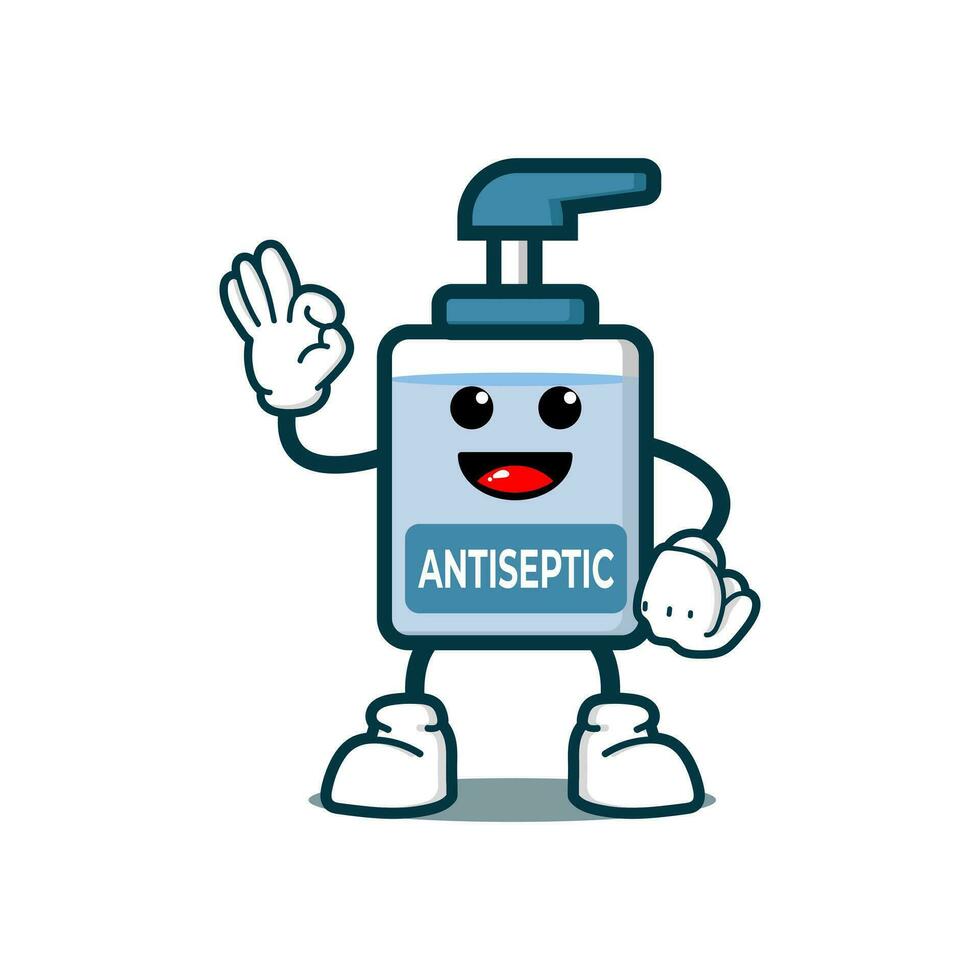 cute antiseptic bottle cartoon character vector