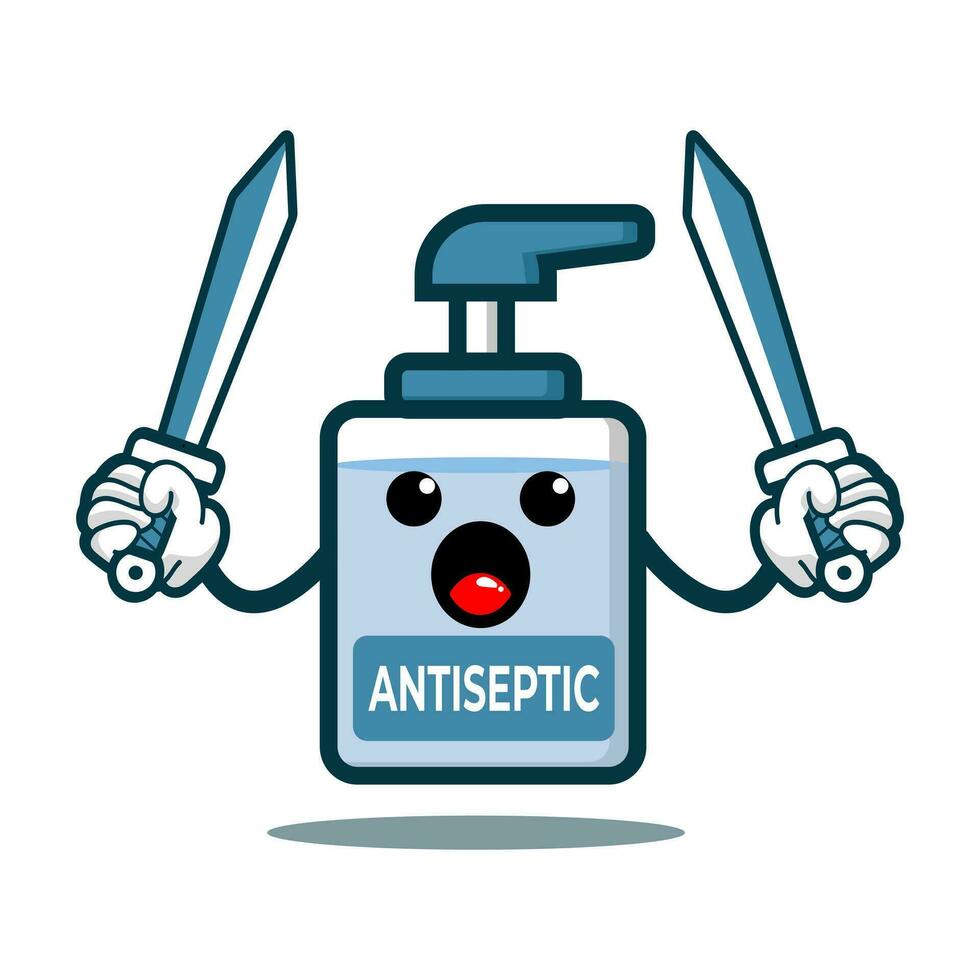 cute antiseptic bottle cartoon character vector
