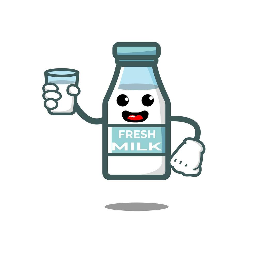 cute milk bottle cartoon character vector