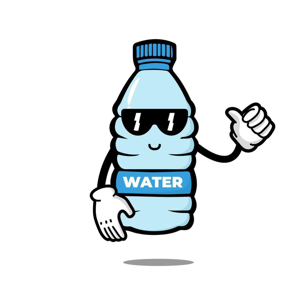 cute bottle cartoon character. mineral water mascot. vector