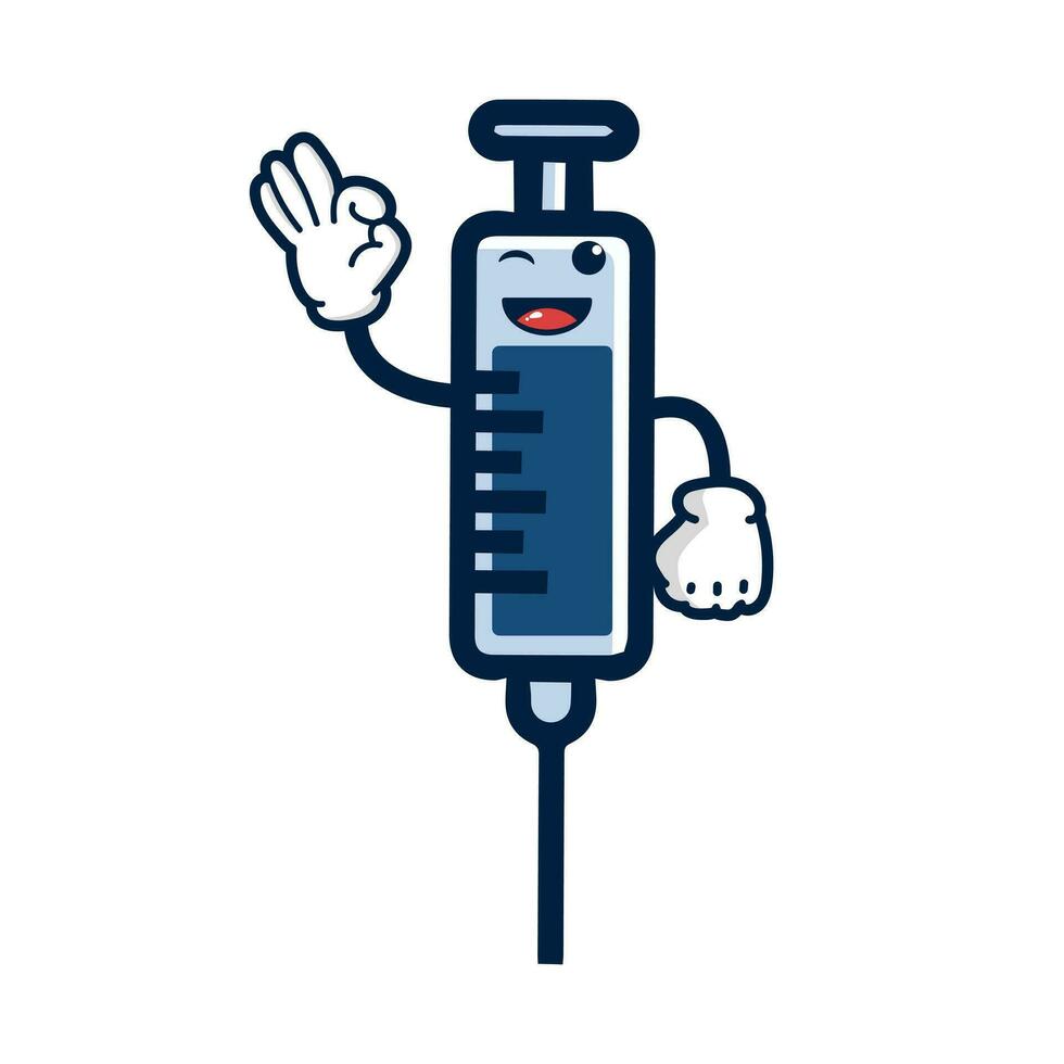medical injection cute mascot character vector